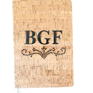Cork Covered Journal Customized With Your Initials In Black.