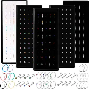 240 Pcs Nose Ring Studs Set for Women Men Surgical Stainless Steel Nose Hoop CZ Bone Nose Studs Ring Nose Piercing Jewelry 20G 22G 1.5mm 2mm 2.5mm