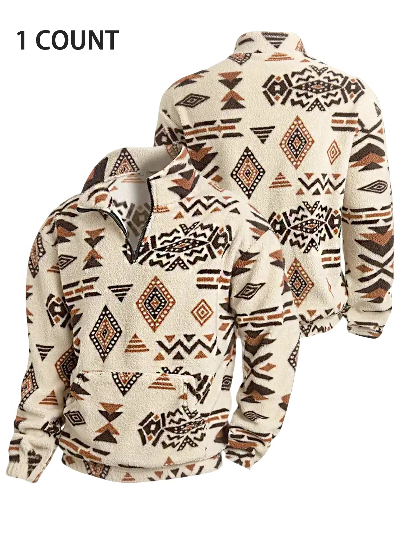 Men's Half-Zip Sweater, Long Sleeves, Knitwear, Trendy Unique Ethnic Pattern Design, Casual Fashion Winter Wear, Perfect Daily Use, Comfortable Fit