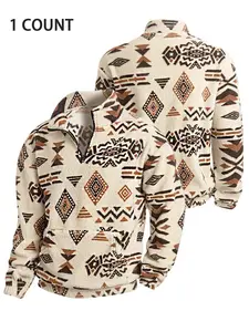 Men's Half-Zip Sweater, Trendy Unique Ethnic Pattern Design, Casual Fashion Winter Wear, Perfect Daily Use, Comfortable Fit