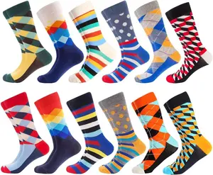 BONANGEL Mens Dress Socks Fun Funny Novelty Colorful Crazy Crew Socks for Men 8-12 Dopamine Geometric Pattern All Seasons 80% Cotton 15% Acrylic 5% Spandex