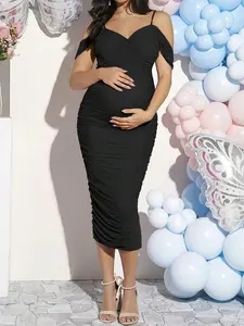 LAMIKA Chic Form Fitting Mid Length Mother To Be Frock Gender Reveal Festivity Clean Girl Aesthetic