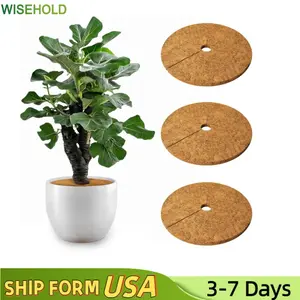 3 PCS Coconut Fiber Mulch Ring Tree Protectors, 13.78 Diameter Inch Natural Coconut Shell Tree Protectors, Tree Ring Mats Tree Tray Plant Cover for Indoor or Outdoor Lawn, Potted Plants, Coconut Fiber Tree Mulch Ring Protectors