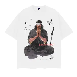 Vagabond "Training" Heavyweight Vintage Tee 100% Cotton OVERSIZED Anime T-shirt Menswear Top Crew Necks Tshirt Casual Streetwear Graphic White Crewneck Tropical Operator Bestie Shortsleeve