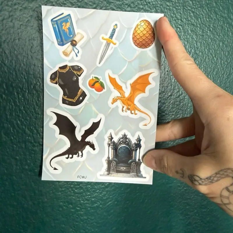 Dragon fantasy themed sticker sheet