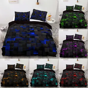 Three-Piece Colorful Plaid Bedding Set, Includes One Fitted Sheet and Two Pillowcases, 100% Polyester, Bedroom and Guest Room Use, Soft Bedding Set