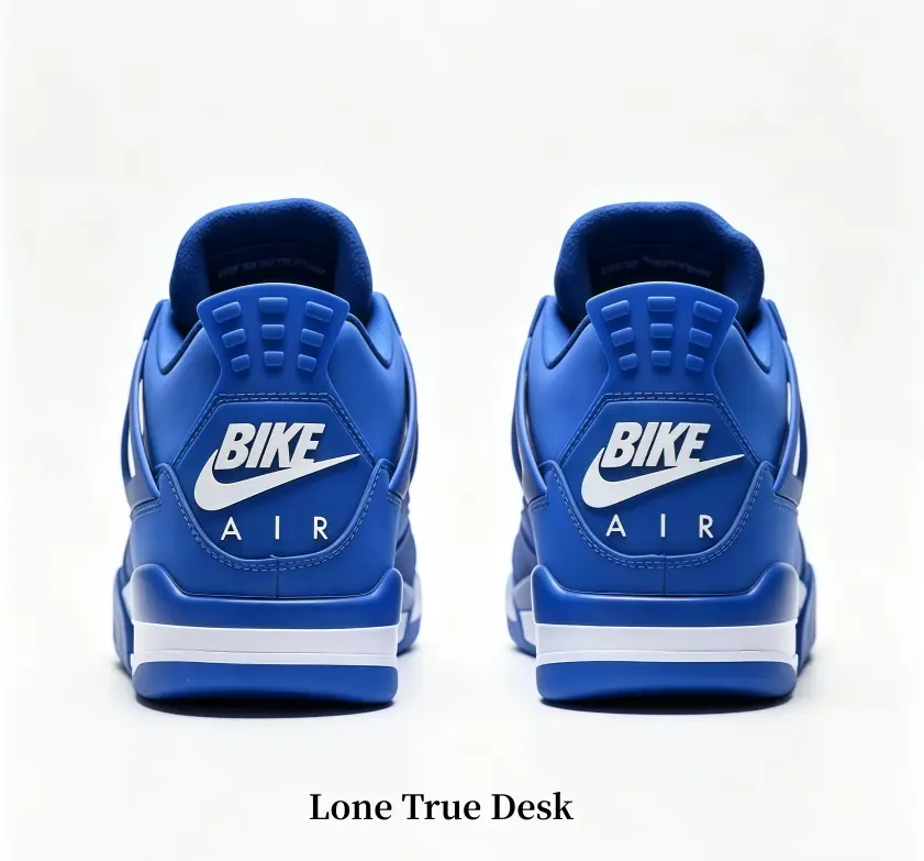 Monotone Blue Vintage Mid Cut Kicks Breathable Grid Mesh Side Cutouts Matte Hard Frame Accents Soft Layered Sole