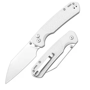 CJRB Pyrite-Light J1945 Pocket Tool Knfie CPM S90V Steel Light Grey FRN Handle Folding Knives, Best gift for Everyday Carry and Father's Day Gift