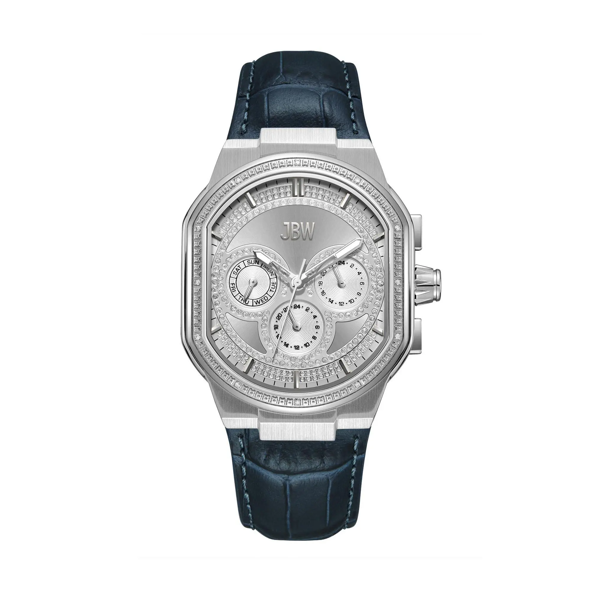JBW Men's Orion Automatic Stainless Diamond Blue Band Watch JBW Men's Orion Automatic Stainless Diamond Blue Band Watch