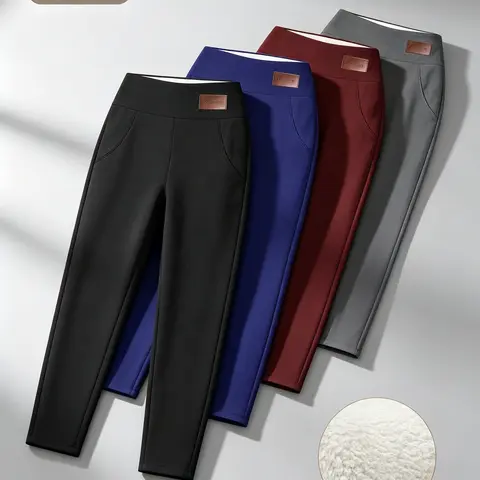 4pcs Women's High Waist Sports Tummy Control Leggings, Casual Soft High Stretch Seamless Fleece Warm Pants, Fall Clothes, Ladies Sportswear Clothing for Indoor Outdoor Wear, Fall Outfits 2024, Downtown Girl Clothes Legging Shape Leg