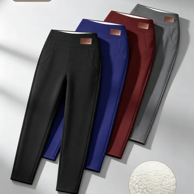 4pcs Women's High Waist Sports Tummy Control Leggings, Casual Soft High Stretch Seamless Fleece Warm Pants, Fall Clothes, Ladies Sportswear Clothing for Indoor Outdoor Wear, Fall Outfits 2024, Downtown Girl Clothes Legging Shape Leg