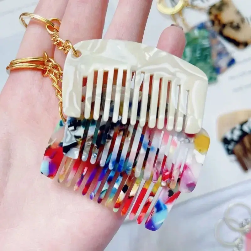 Portable Mini Acetate Comb Keyring - 1 Piece