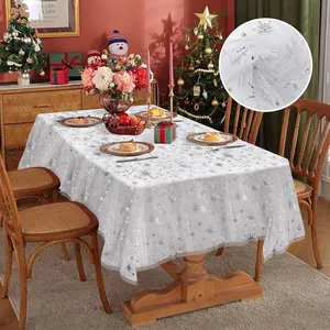 Snowflake Sheer Organza Tablecloth 60×120 – Sparkle Table Cover for Frozen Birthday, Winter Wonderland & Christmas Party Decor dealsforyoudays