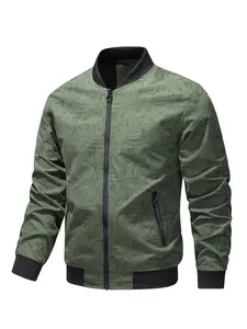 Men's Outdoor Casual Stand Collar Jacket, Fashion Full Print Style, Comfortable and Stylish Outerwear for Daily Wear
