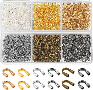 600 Pcs Brass Wire Guardian U-Shape Cable Protector Brass Wire Protector for Earring Bracelet Necklace Pendant DIY Jewelry Making Supplies, 6 Colors MOZEAT LENS