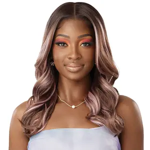 Outre Glueless 100% Fully Hand-Tied Human Hair Blend 13x6 HD Lace Front Wig - HHB-Natural Wave 20