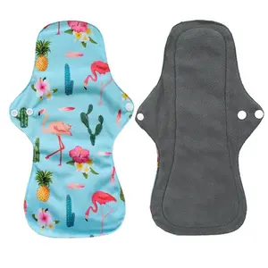 2-piece washable and reusable bamboo charcoal sanitary pads, XL size, with a soft fluffy surface, comfortable for women during menstruation in winter, breathable, warm, and easy to clean sanitary pads, Absorbent Reusable Pads