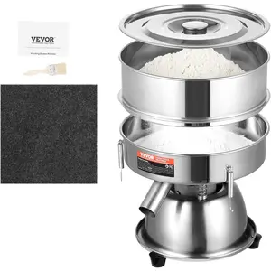 VEVOR Automatic Electric Vibrating Sieve, Stainless Steel Sifter Shaker Machine with 10+60 Mesh, 45W Automatic Powder Sifter Machine Countertop, Electric Sieve Shaker for Flour Powers, Mungbean, RiceVEVOR Super Brand Day