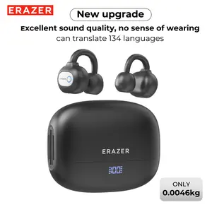 ERAZER XF50 AI Translation Earphones, Hi Fi Sound Quality, 134 Language Translations, Ultra Light Wear, IPX5 Anti Sweat, Waterproof, Stable and Durable Clip on Earphone Strap APP Suitable for Travel and Learning
