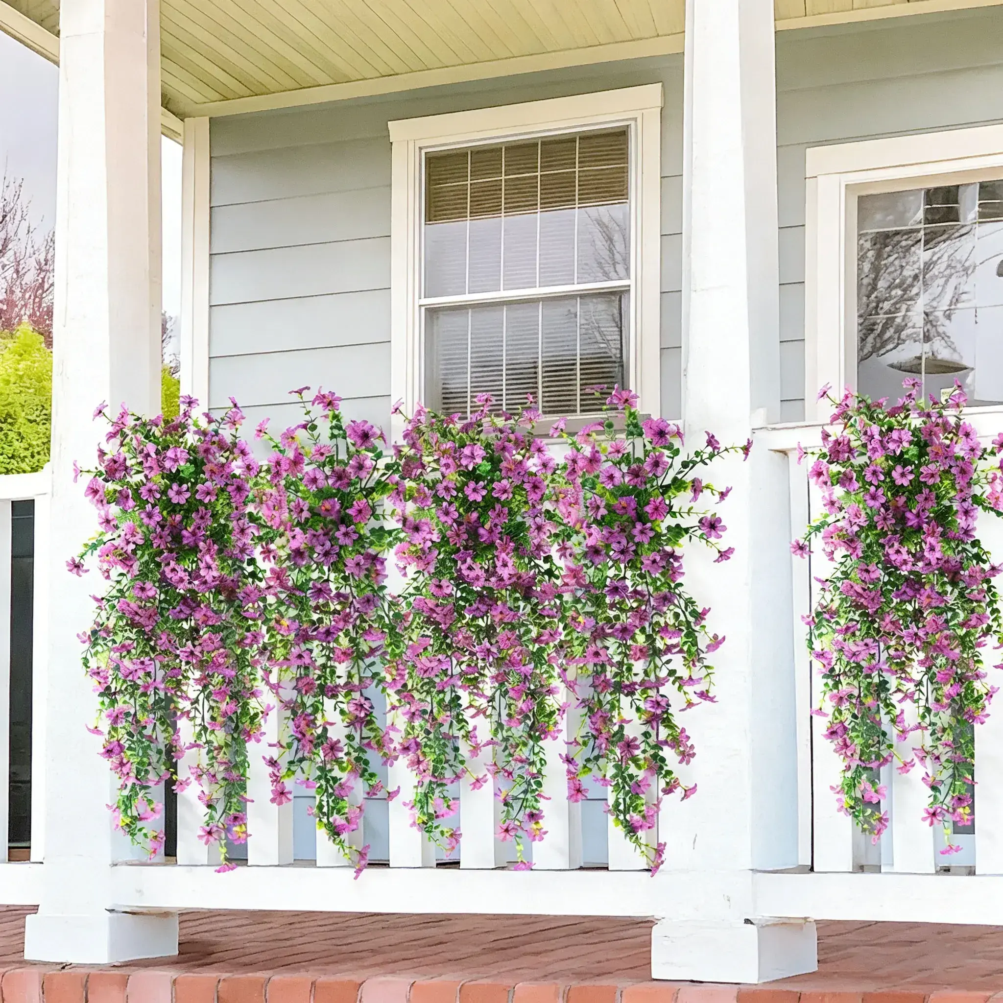 6-Pack Outdoor Artificial Hanging Six Ear Orchid Flowers, Bright Long-Lasting Colors, Indoor & Outdoor Decoration, Perfect for Gardens & Window Sills
