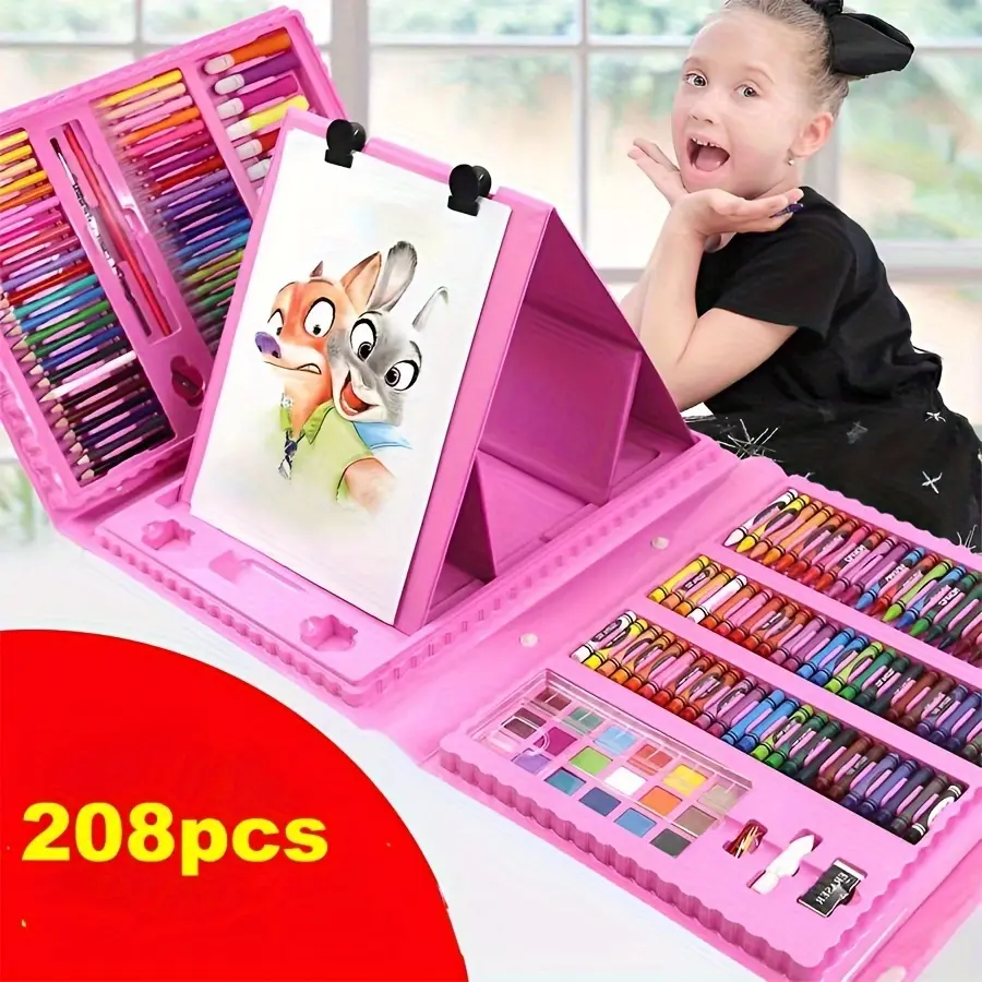 208pcs Super Large Art Set for Kids, Colorful Art Supplies, Arts And Crafts Supplies, Art Supplies Kit, Coloring Supplies, Coloring Materials Set, Crayons, Colored Pencils, Markers, Perfect Gift for Children, Art Kits