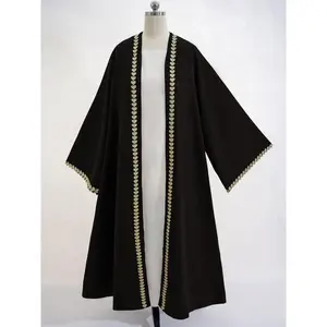Women's Heart Embroidery Open Front Abaya, Ladies Islamic Clothing for All Seasons, Elegant Long Sleeve Maxi Muslim Abaya?for Party Wedding Guest, Fashion, Vacation Ready, Easy Wear, Modern, Daily Wear