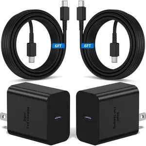 2Pack 45W USB C Super Fast Charging, USB C Wall Charger and 6ft Type C Cord Compatible with Samsung Galaxy S25 Ultra/S25/S25+/S24 Ultra/S24 Plus/S24+/S23 Ultra/S23+/S22 Ultra/S22 Plus/S21/Note 20