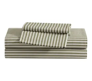 Eddie Bauer Alpha Stripe Green Cotton Percale King Sheet Set