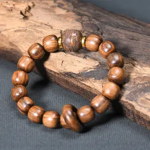 Black Rosewood Vintage - Style Bead Buddhist Bracelet Adorned with Running Ring Accessory, Featuring Carved Copper Coin and Pixiu, a Timeless Unisex Treasure