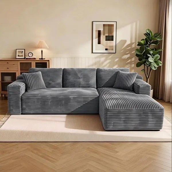 Gray 96"L-Shaped Right Chaise