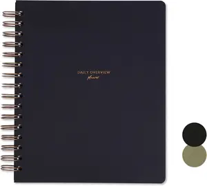 Undated Daily Overview Planner - 3-Month Productivity Journal to Increase Focus, Eliminate Overwhelm, and Achieve Your Goals - 88.8" Hard Cover Wire-bound Agenda Notepad