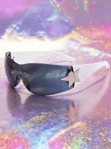 New U-Shaped Pentagon Star Frameless Sunglasses, Fashionable Unique Trendy Versatile Sweet Cool Babe Star Glasses, Future-Style One-Piece Design