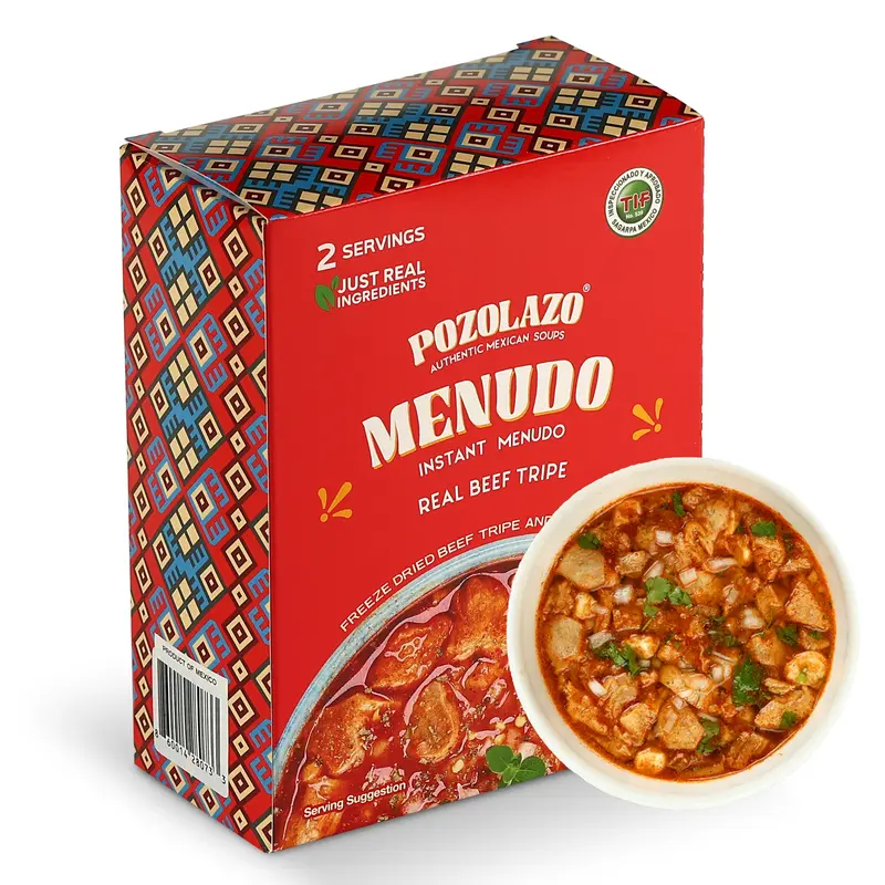 Pozolazo Menudo 2 Serving Box Freeze-Dried Real Beef Tripe Hominy