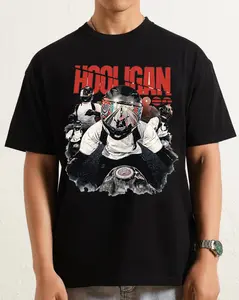 Hooligan Streetwear Graphic Tee, Retro Urban Fashion Shirt, Kpop Inspired Streetwear Graphic Tee