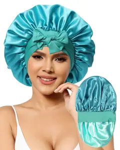 Silk  Sleeping Curly Hair  with Elastic Tie Band Reversible   Sleep Cap Hair Wrap  Hair Protection  Layered Sleeper Hat Extra Large  Silk Bonnet Cap Soft  Sleep Bon  nets   bonnet Triangle Cotton Hair Net  Drying  Satin accessories   Nurse Bouffant Cap