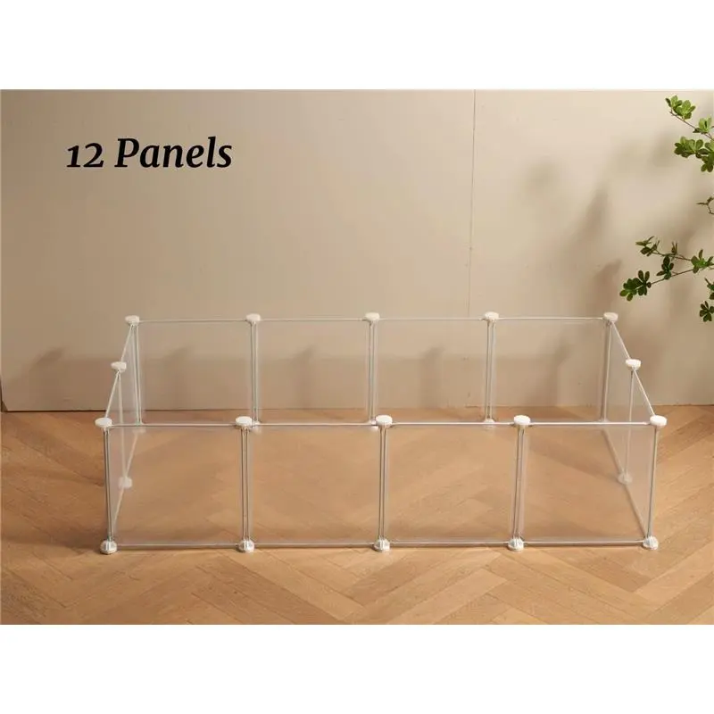 Transparent Small Animal Playpen, 12"x12" Panels, Indoor/Outdoor, for Guinea Pigs, Rabbits