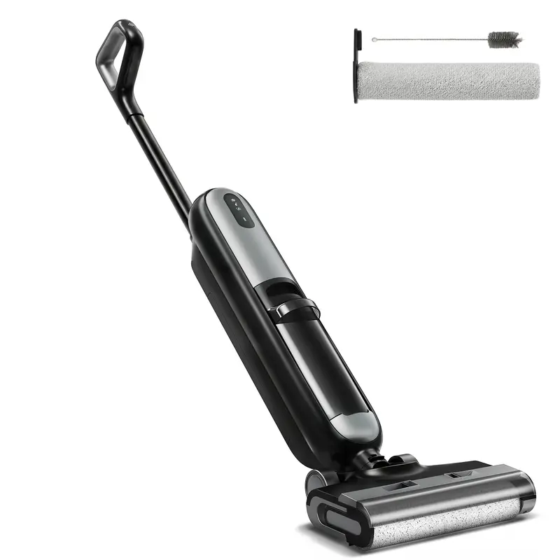 Sweetcrispy Wet Dry Vacuum Mop, Cordless All-in-One Floor Cleaner with Auto Self-Cleaning, Dual-Edge Cleaning, Tangle-Free Brush & Dual Water Tank Design, 35-Min Runtime for Hard Sticky Messes & Pet Hair