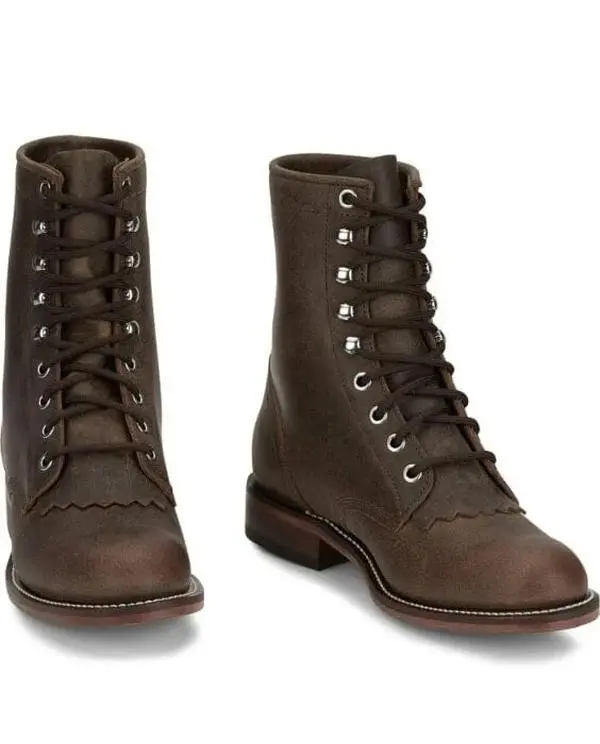 Women’s Classic 7in Lace-Up Roper Cowgirl Western Boots - Full-Grain Leather, Block Heel, Round Toe, Leather Sole, Orthotic, Casual Outdoor Walking Western Booties, Style RP537, Block Heels, Full Welt Construction, Western Ootd
