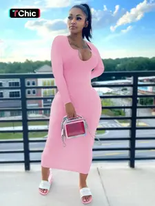 Women's Long Sleeve Sexy Knit Dress, Elegant Fashion for Parties & Night Outs, Ideal for Stylish Occasions, Formal Wear