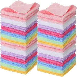 40 Pcs Bulk Wash Cloths, Soft Quick Drying Cotton Viscose Fiber Bath Hand Face Towels, Multipurpose Fingertip Rags for Bathroom Body Washing, Multicolor 10 x 10 Inch