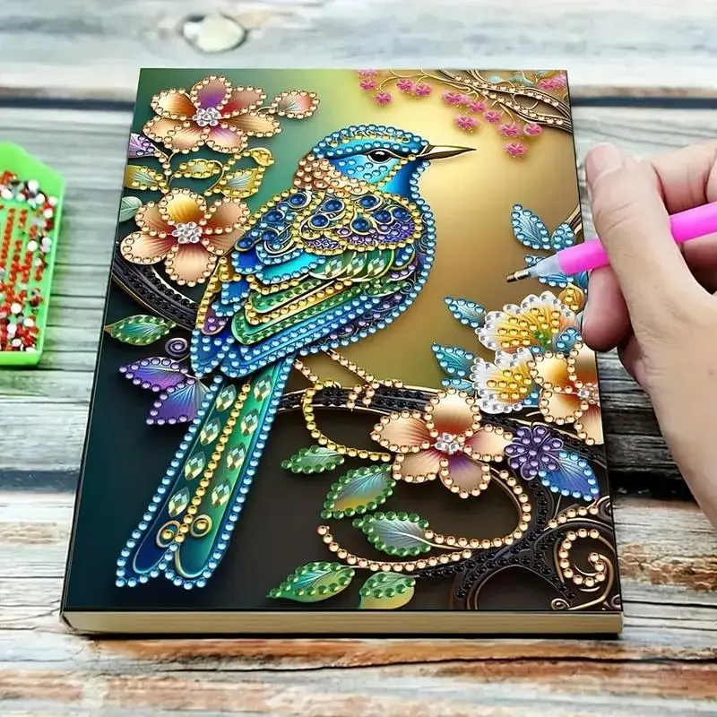 DIY Diamond Art Painting Notebook, A5 Bird Pattern Notebook with Tools, Creative Craft Gift Set for Handicraft Lovers, Fun Art Project for All Ages