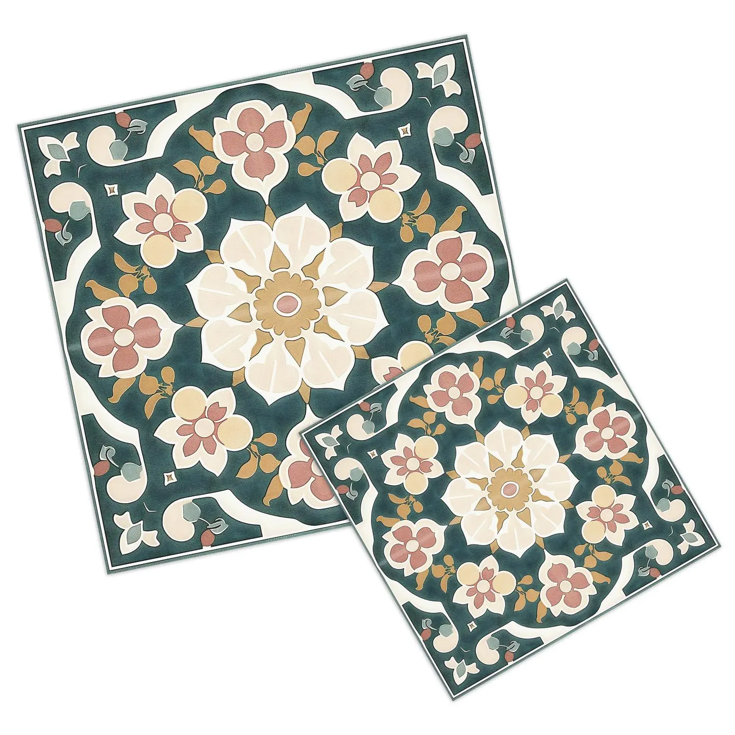 Floral Pattern Floor Sticker, 20pcs Waterproof Self Adhesive Floor Sticker, Decorative Sticker for Home Bathroom Kitchen, Ornaments, Adhesive Stickers