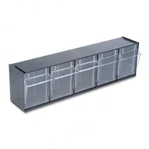 212 MAIN Deflect-O 20504OP Tiltable Bins Plastic & Metal Home Organizer, 5-Bin Black Storage Tower, 23-5/8x5-1/4x6-1/2 Tool Organizer