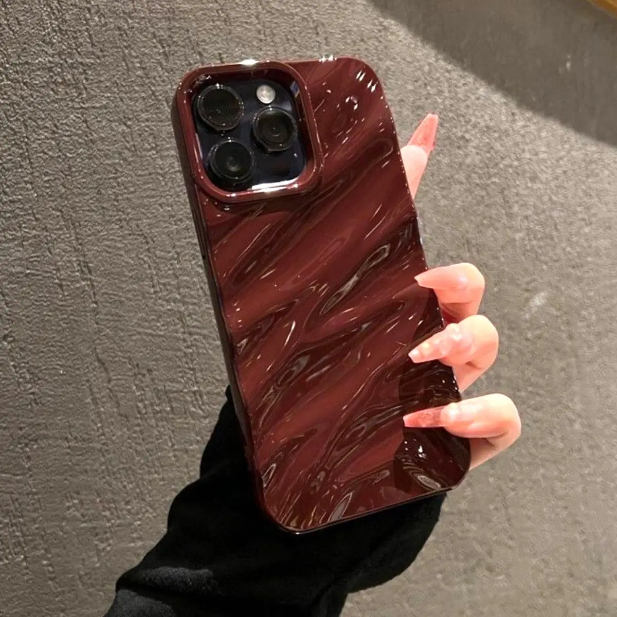 Minimalist 3D Wave Pattern TPU Phone Case, Decorative Phone Protector Cover, Phone Accessories Compatible with iPhone 11 12 13 14 15 Pro Max iPhone 16