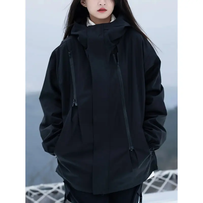 Ultralight Foldable Windproof Packable Rain Jacket - All-Season Relaxed Fit for Men and Women, Quick-Drying Fabric, Tie-Cuffs and Waistband, Ideal for Backpacking, Everyday Wear (Black), Packable Raincoat, Travel Raincoat, Minimalist Raincoat, Durable Rai