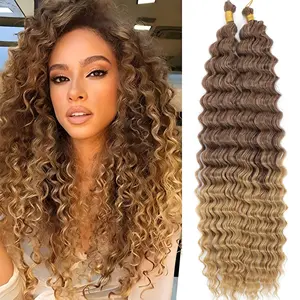 Long Curly Braiding Hair   Ocean Wave Crochet Hair for Black Women Deep Wave Braiding Hair for Boho Braids wig she tapeinsextensions straight seamless skin instant length cover gray purple