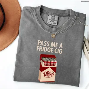 Pass Me A Fridge Cig Comfort Colors T-Shirt for Dr Peppper lovers, a retro soda humor tee with quirky caffeine addict vibes, Comfort Colors style, fun casual wear daily Print Tee, Andrew Clothings
