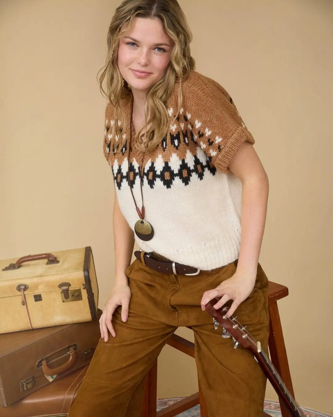 Ivory and Tan Aztec Sweater