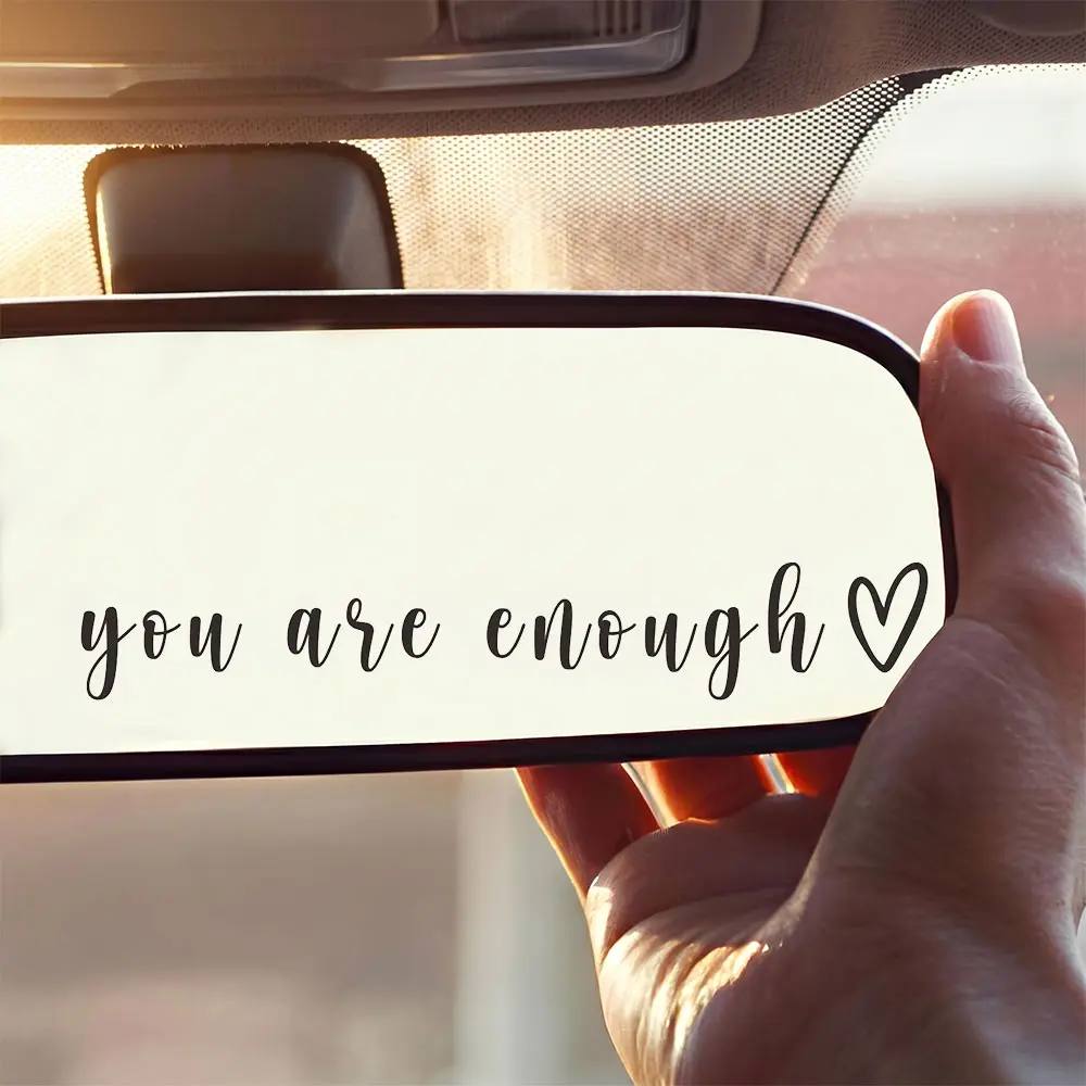 6Pcs "You Are Enough" Affirmation Car Interior Stickers, 4in Daily Positive Reminder Rearview Mirror Vinyl Decor, Girly Cute Fun Car Accessories, Perfect Gift For Her , Accessories For Car  Interior Decorative Mirror Sticker Universal