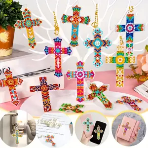 Christmas Gift 20PCS 5D Double Sided Cross Diamond Art Keychains DIY Craft Kits for Adults Beginners Sided Cross Key Rings Adult Crafts Gift with Complete Toolkit and Premium Materials